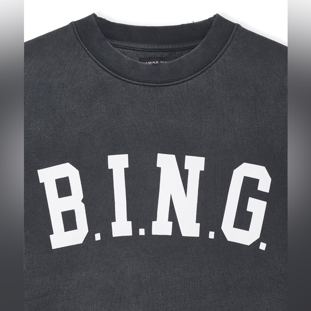 Anine Bing Charcoal Sweatshirt with White Lettering